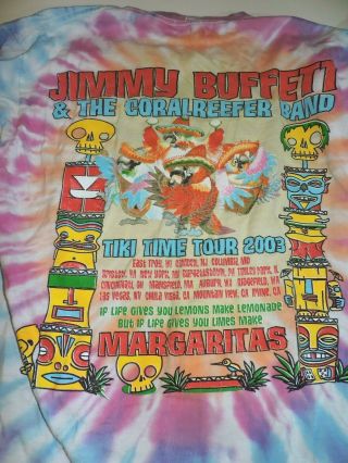 JIMMY BUFFET t shirt large TIE DYE vintage 2003 tour Coral Reefer band Tiki Time 2
