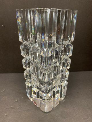 Vtg 19th C.  Art Glass Clear Heavy Vase 5 Lb.  Signed By Sven Palmqvist