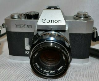 Vintage Canon Ex Auto Ql Case Camera 35mm Srl Lens 50mm Japan Vtg