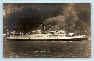 Pre 1920 View Of Ss City Of Seattle Steamship In Alaska - Vtg Photo Rppc