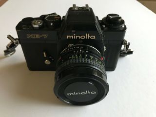 Minolta Xe7 35mm Slr Film Camera With 50mm Lens And Accessories