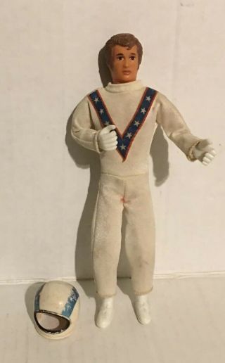 Vintage 1972 Ideal Evel Knievel Action Figure Doll In Jumpsuit & Helmet