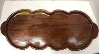 Vintage Large Wood Serving Tray Oval Platter Plate With Handles