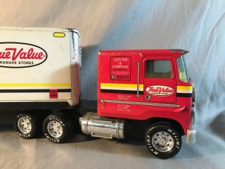 Vintage NYLINT TRUE VALUE Pressed Steel Semi Truck & Trailer Made in USA 2