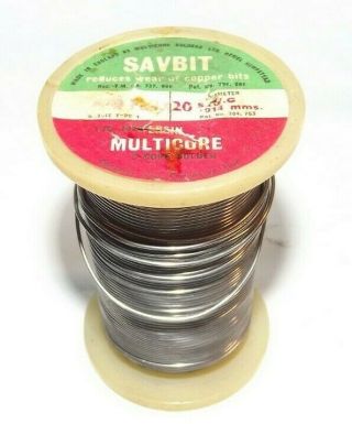Vintage Savbit Multicore.  914mm 20 SWG Ersin 5 Core Solder Spool 300g 2