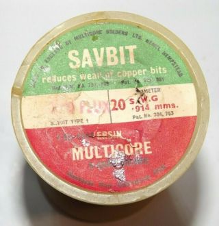 Vintage Savbit Multicore.  914mm 20 SWG Ersin 5 Core Solder Spool 300g 3