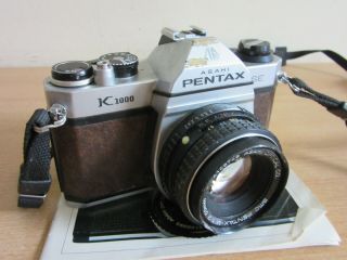 Vintage Asahi Pentax K1000 Se Camera Brown Case W/ Smc Pentax - M1:2 50mm Lens
