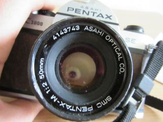 Vintage Asahi Pentax K1000 SE camera BROWN CASE w/ SMC Pentax - M1:2 50mm Lens 6