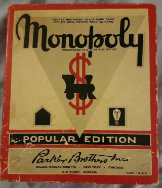 Vintage Monopoly Game Popular Edition Parker Brothers 1952 No Board