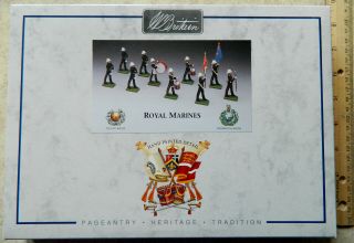Vintage Britains 1:32 Royal Marines 5804 Painted Metal Toy Soldiers In Photo Box