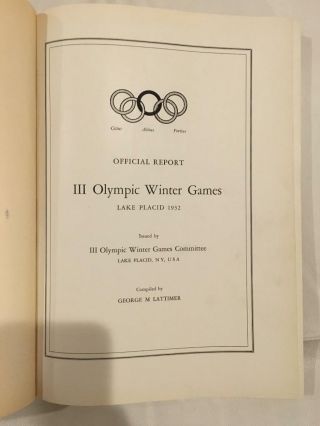 Official Report of the Third Winter Olympic Games Lake Placid 1932 2