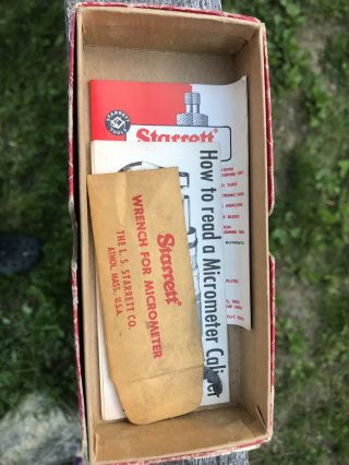 Vintage Starrett Machinist Micrometer No.  436 - 1in 436 - 1 With Box & Case