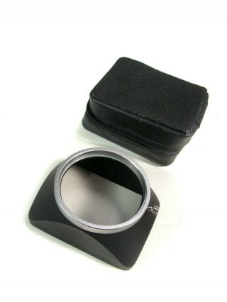 Vintage 55mm Clamp - On Konica Metal Rectangular Lens Hood W/ Case - - For 35mm Lens