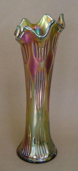 Vintage FENTON Carnival Glass DIAMOND AND RIB 10.  5 