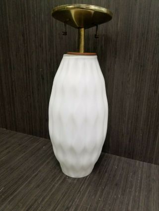 Vintage Milk Wave Glass Pendant Light Fixture Mid Century Hanging