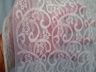 Vintage Fabric Sheer Stretch White Lace Polyester Blend Stretchy 85x129