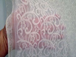 Vintage Fabric SHEER STRETCH WHITE LACE Polyester Blend Stretchy 85x129 3