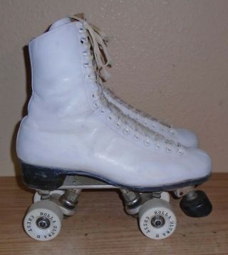 Vintage Reidell Roller Skates White Leather Size 10.  5 Rolla Crest Ultra Ii