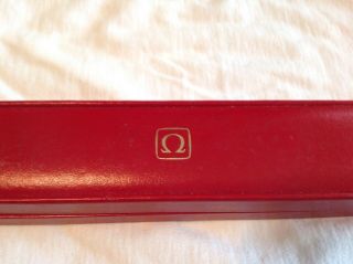 vintage omega watch box,  red leather.  8 3/4 