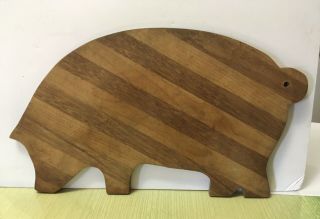 Vintage Wood Feeding Hog Pig Cutting Board Farmhouse Primitive Rustic Two Tone