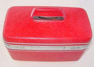 Vintage Reto Red Samsonite Silhouette Train /makeup Case With Key