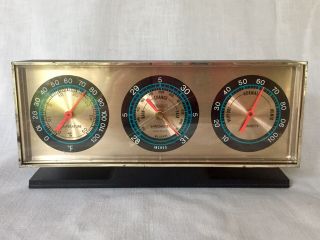 Vintage Plastic Springfield Instrument Co Desk Thermometer Barometer Hygrometer