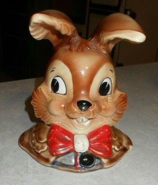 Vtg Royal Sealy Bunny Rabbit Cookie Jar Japan 1960 
