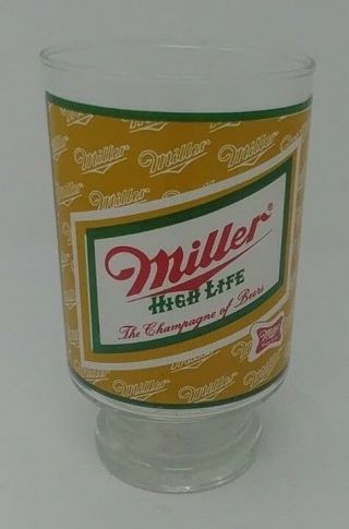 108 Vintage Miller High Life Lrg Footed 32oz Glass Advertising