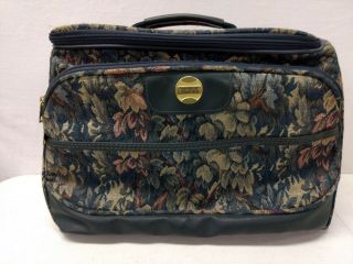 Vintage American Tourister Carry - On Tote Zippered Green Tapestry Train Bag
