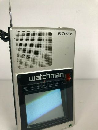 Vintage Sony Watchman Black and White Portable TV 1985 FD - 40A Japan Television 7