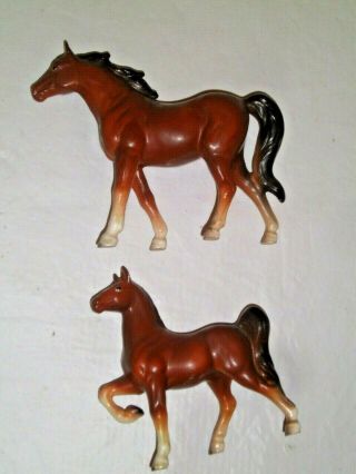 Vintage Horse Figurines Porcelain Ceramic mare & foal Japan chestnut black white 2