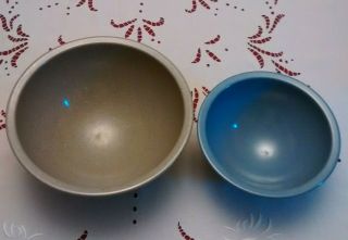 Set/2 Vintage Texas Ware Speckled Mixing Bowls 118 Sage Green & 111 Misty Blue
