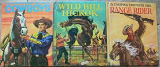 3 Vintage Wonder Books Cowboys,  Wild Bill Hickok,  Camping Trip With Range Rider