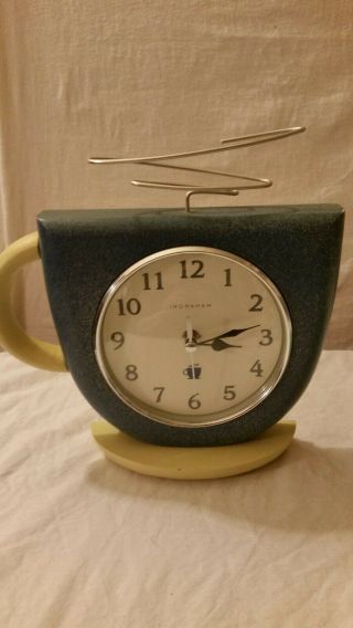 Vintage Ingraham Tea Cup / Coffee Cup Clock Wall Or Shelf Quartz Movement