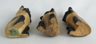 Vintage Painted Wood See Hear Speak No Evil Siamese Cat Figurine Trio - Cute 3