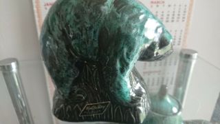 Wyatt Art Pottery Bear glazed in green hues,  vintage 2