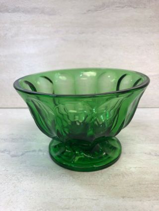 Vintage Green Depression Glass Round Dish Bowl With Footed Pedestal,  Euc
