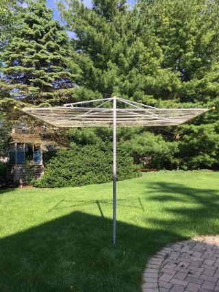 Vntg Outdoor Clothes Line Laundry Retractable Rotating Dryer 32 Lines @ 89” Each