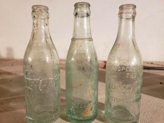 Vintage Pre 1915 Coca Cola Straight Sided Bottles (3) - All Different,  Unmarked