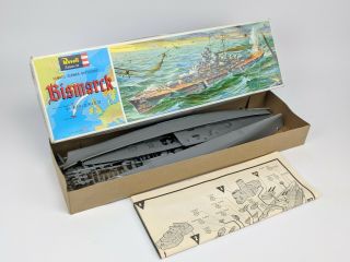 1963 Revell Bismarck Battleship Kit - Vintage Model Plastic H - 350 German Ship