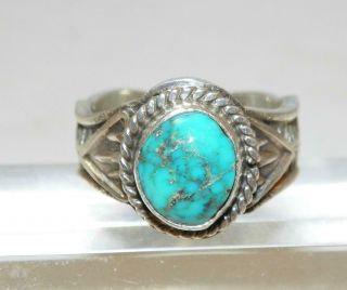 Vintage Navajo Juan Alberta Sterling Silver Turquoise Ring