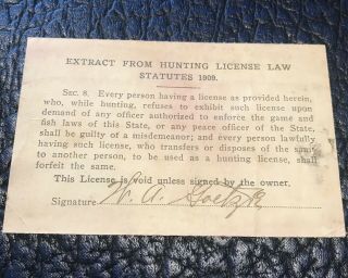 Vintage California Hunting License 1911 2