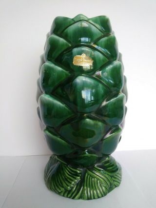 Vintage Royal Haeger Pine Cone Vase R1189 Deep Green Glaze Irridescent
