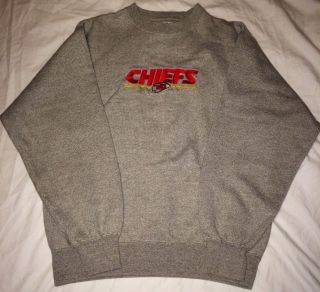 Euc Nfl Afc Kansas City Chiefs Vintage 90s Majestic Gray Sweater Small
