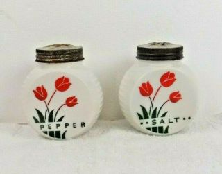 Vintage White Milk Glass Salt & Pepper Shakers