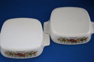 VINTAGE CORING WARE A - 1 - B SPICE OF LIFE 1 QT CASSEROLE DISHES W LIDS SET OF 2 3