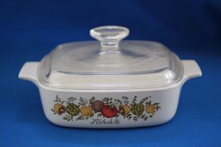 VINTAGE CORING WARE A - 1 - B SPICE OF LIFE 1 QT CASSEROLE DISHES W LIDS SET OF 2 5