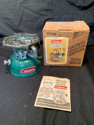 Vintage Coleman 502 - 700 Sportster Camping Stove,  Dated 8 - 82