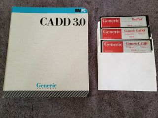 Generic Ibm Pc Cadd 3.  0 Computer Software For Pc 5.  25 " Floppy 3 Disk Set