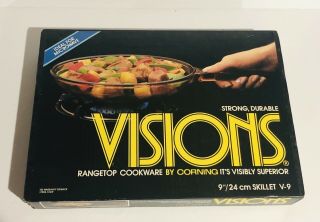 Vintage Corning Cookware Visions V - 9 9 " Skillet Rangetop Or Microwave Mib